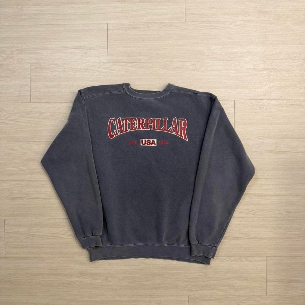 Vintage Caterpillar Spell Out Faded Crewneck Sweatshirt Men's Size Large